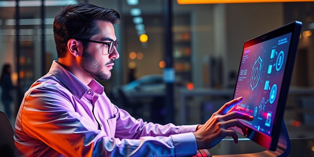 Midjourney nutzen - Business professional using AI tool on computer